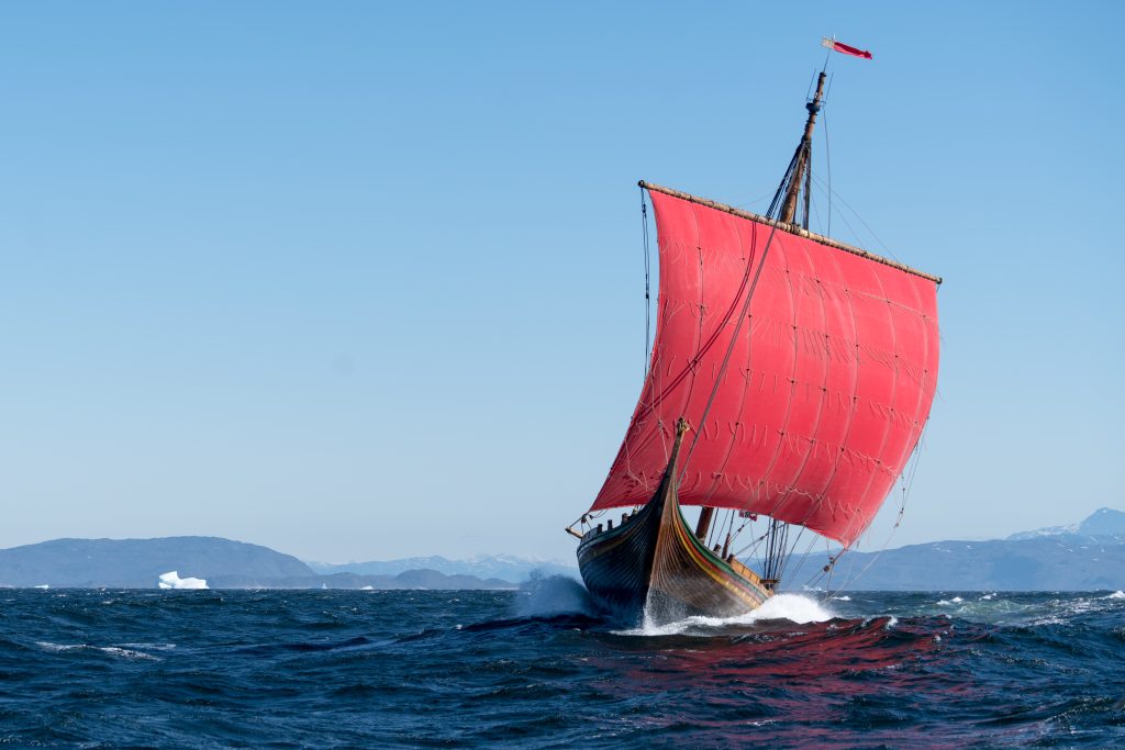A Viking ship at sea